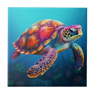Watercolor Turtle Ceramic Tile