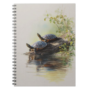 Watercolor Turtle Log Reflection Notebook