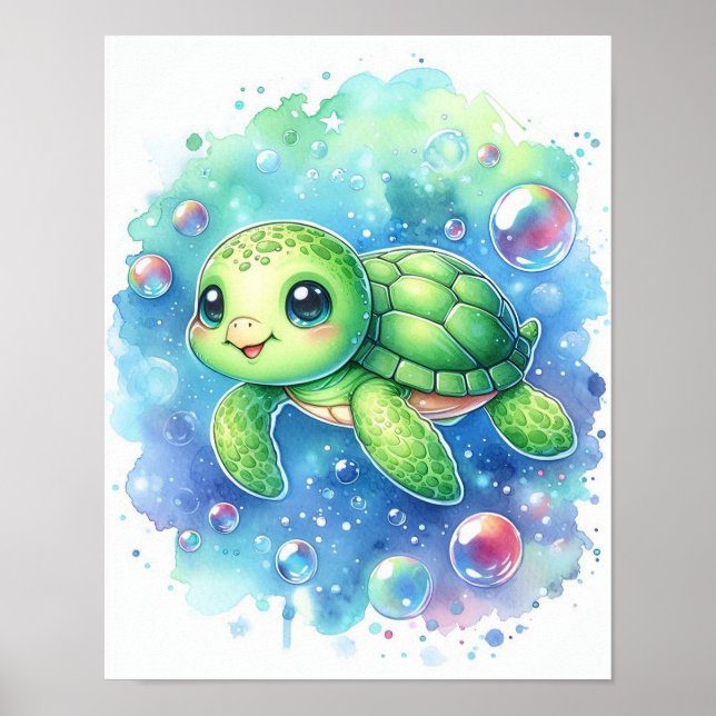 Watercolor Turtle Poster (Front)
