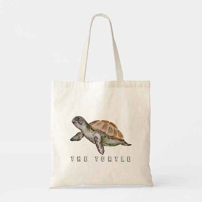 Watercolor Turtle Save Nature Tote Bag (Back)