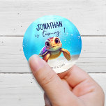 Watercolor Turtle Under the Sea Birthday Favours Classic Round Sticker<br><div class="desc">Watercolor Turtle Under the Sea Birthday Favours Classic Round Sticker</div>