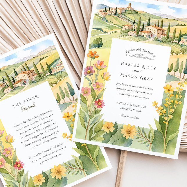 Watercolor Tuscany Countryside Wedding Invitation (Creator Uploaded)
