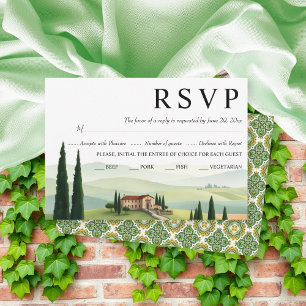 Watercolor Tuscany Italy destination wedding RSVP Card