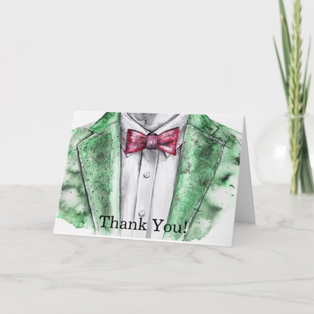 Watercolor Tuxedo Thank You Card (Front)