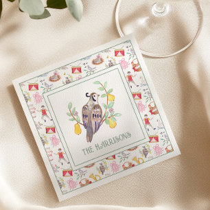 Watercolor Twelve Days of Christmas Personalised Napkin