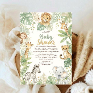 watercolor Twin Jungle Safari Animals Baby Shower Invitation