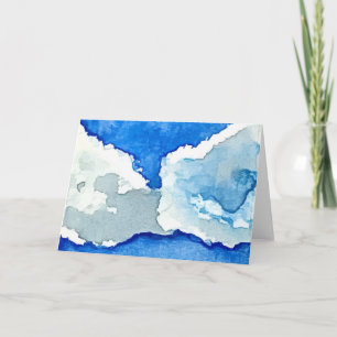Watercolor Two Clouds Painting Greeting Card