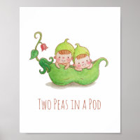 Watercolor Two Peas in a Pod Nursery Wall Decor