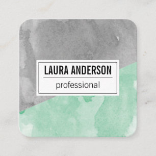 Watercolor Two Tone Square Business Card