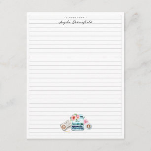 Watercolor Typewriter Monogram Stationery Enclosure Card
