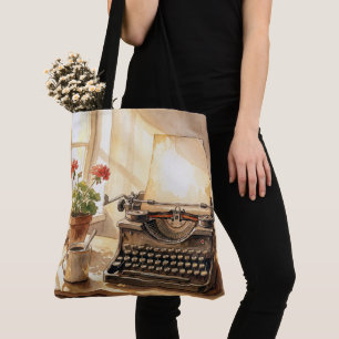 Watercolor Typewriter with Blank Sheet of Paper Tote Bag