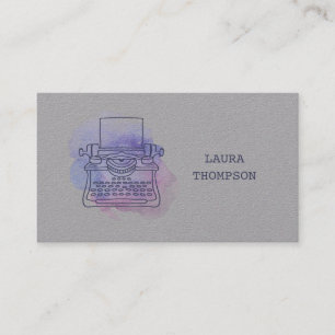 Watercolor Typewriter Writers Business Cards