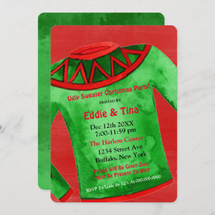 Watercolor Ugly Sweater Christmas Party Invitation