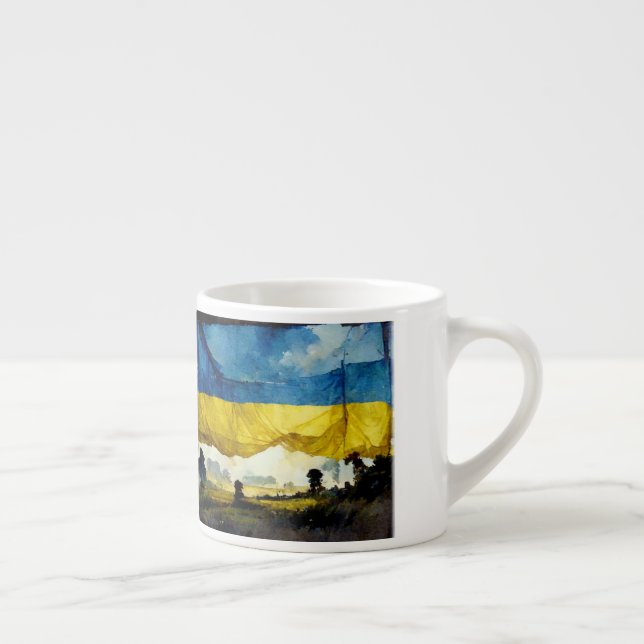 Watercolor Ukrainian Battle Flag Espresso Mug   (Right)