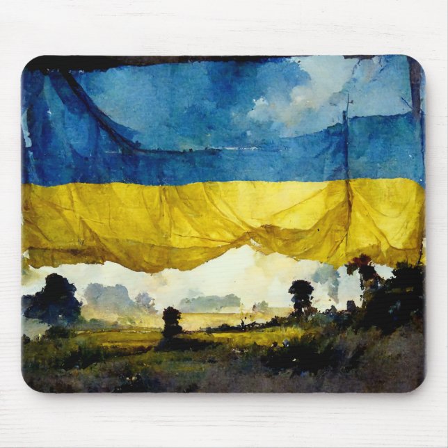 Watercolor Ukrainian Battle Flag Mousepad  (Front)