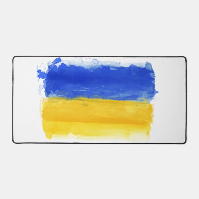 Watercolor Ukrainian flag Desk Mat (Front)
