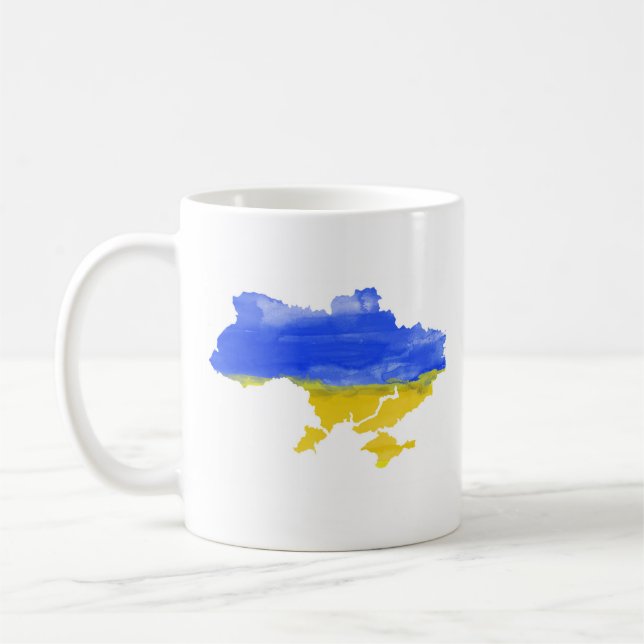 Watercolor Ukrainian map Coffee Mug (Left)