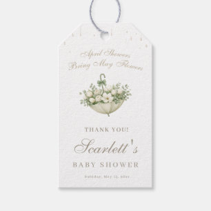 Watercolor Umbrella Spring Baby Shower Thank You Gift Tags