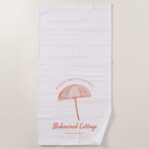 Watercolor Umbrella Tropical Beach Personalised Towel