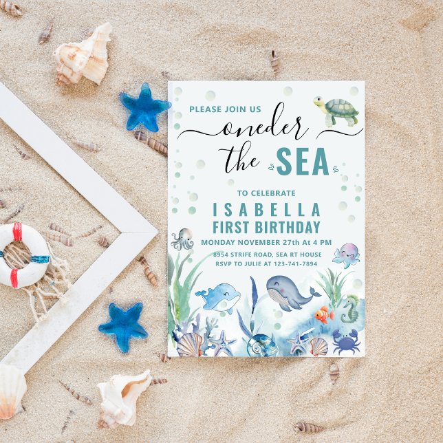 Watercolor under the sea 1st birthday invitation (Creator Uploaded)