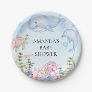 Watercolor Under the Sea  Baby Shower 7" Plate