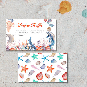 Watercolor Under the sea baby shower Diaper Enclosure Card