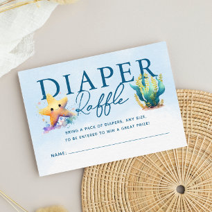 Watercolor Under the Sea Baby Shower Diaper Raffle Enclosure Card