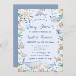 Watercolor Under The Sea Baby Shower Invitation