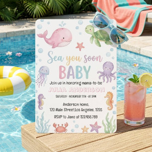 Watercolor Under the Sea Baby Shower Invitation