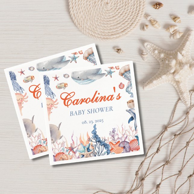 Watercolor under the sea baby shower napkin (Creator Uploaded)