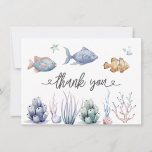 Watercolor Under the Sea Baby Shower Thank You Car Card