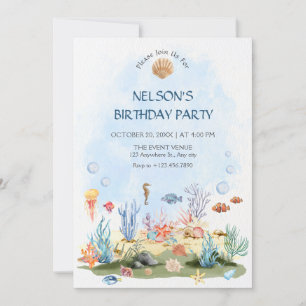 Watercolor under the sea invitation