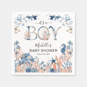 Watercolor Under-the-Sea 'It's a Boy' Baby Shower Napkin