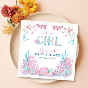 Watercolor Under-the-Sea 'It's a Girl' Baby Shower Napkin