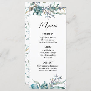 Watercolor Under the Sea Jellyfish Coral Reef Menu