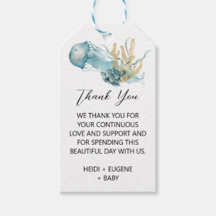Watercolor Under the Sea Jellyfish Thank You Favou Gift Tags