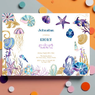 Watercolor Under the Sea kids birthday Invitation