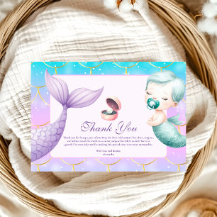 Watercolor Under The Sea Little Pearl Baby Shower Thank You Card
