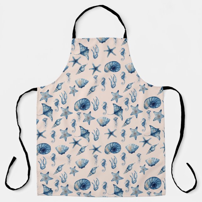 Watercolor Under The Sea Pattern Apron (Front)