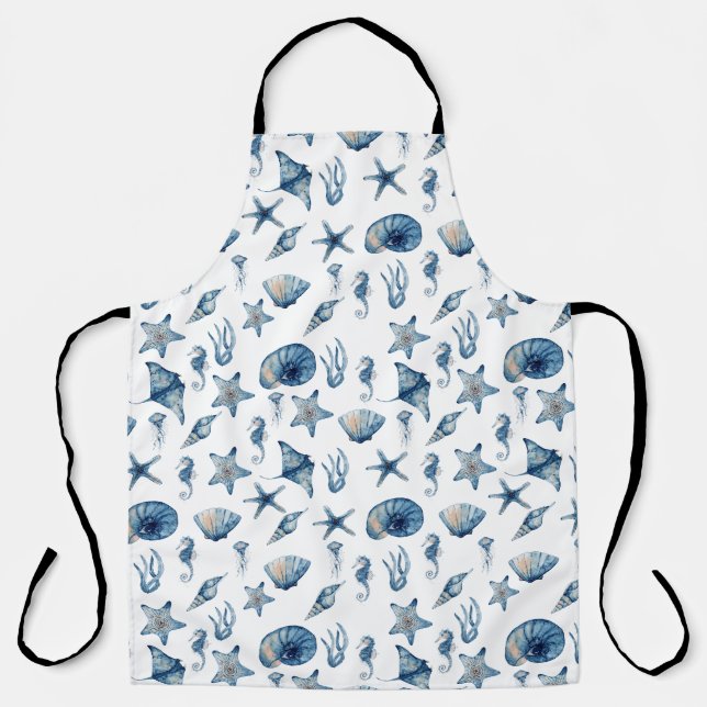 Watercolor Under The Sea Pattern Apron (Front)