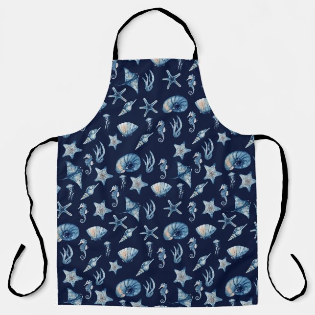 Watercolor Under The Sea Pattern Apron (Front)