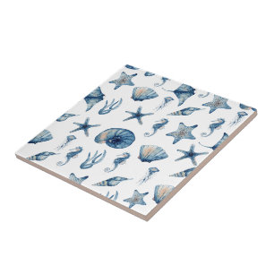 Watercolor Under The Sea Pattern Ceramic Tile