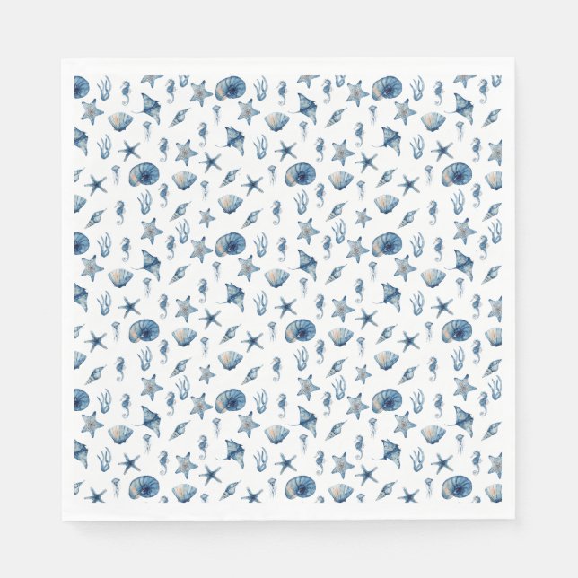 Watercolor Under The Sea Pattern Napkin (Front)