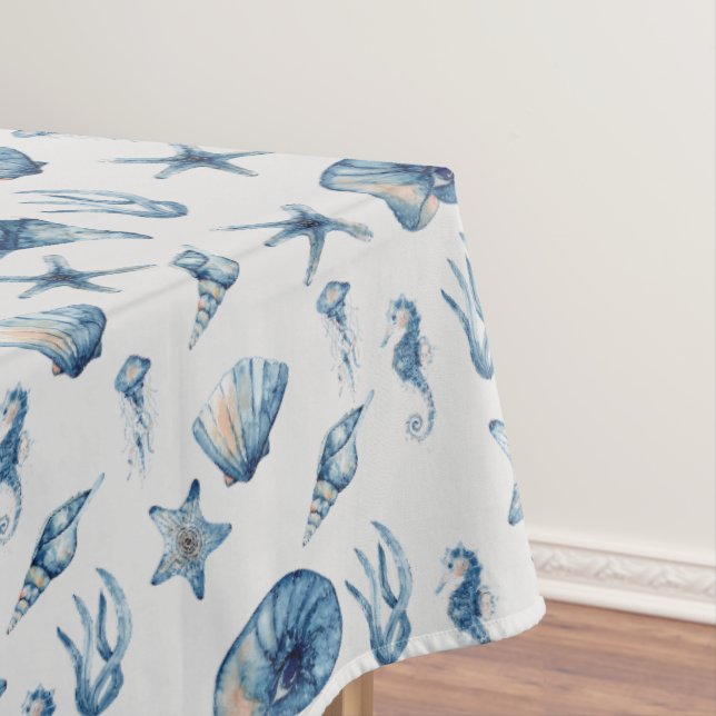 Watercolor Under The Sea Pattern Tablecloth (In Situ)
