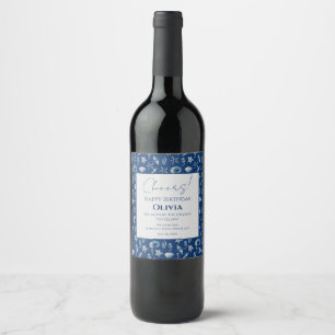Watercolor Under The Sea Pattern Wine Label