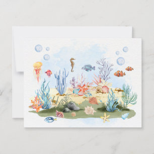 Watercolor under the sea  postcard