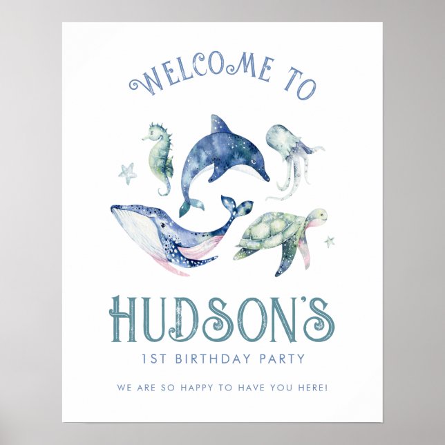 Watercolor Under the Sea Welcome Sign (Front)