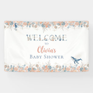 Watercolor Under the Sea Whale Baby Shower Welcome Banner
