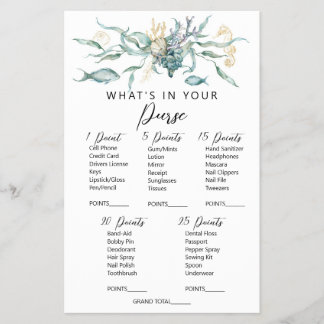 Watercolor Under the Sea What's in Your Purse Game Flyer