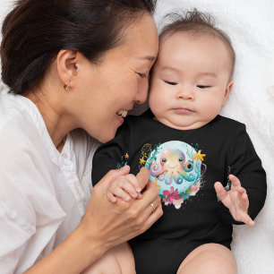 Watercolor Undersea Colorful Octopus Baby Bodysuit